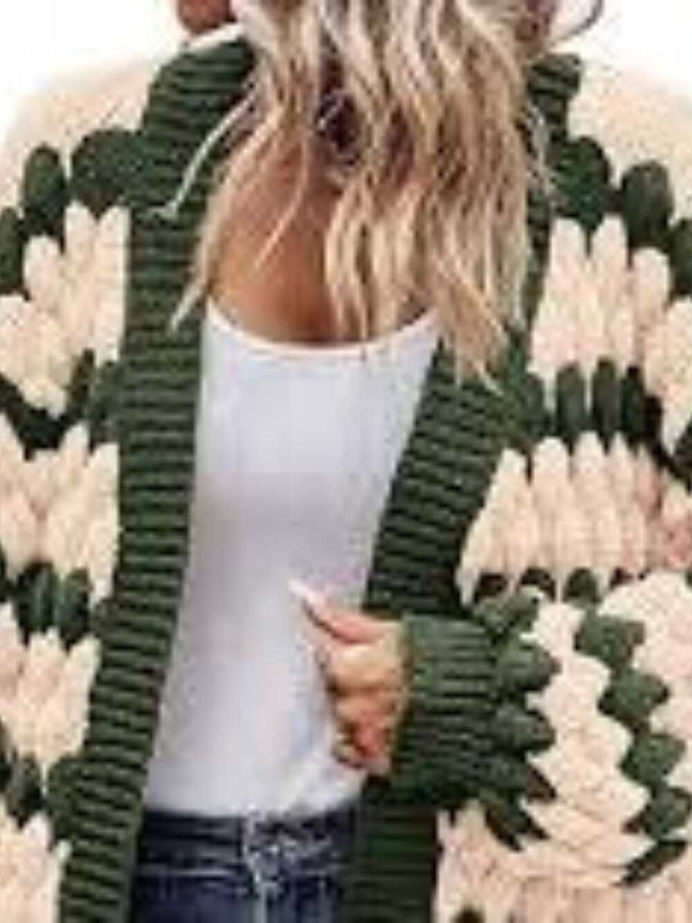 KIRUNDO Open Front Chunky Cable Knit Cardigan XL